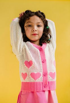 Rock Your Baby Heart Cardigan in cream