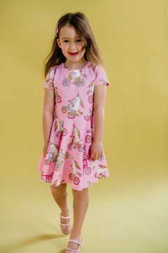 Rock Your Baby Unicorn Bike Short Sleeve Waisted Dress