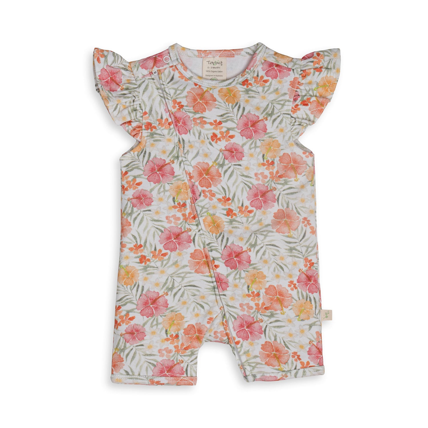Tiny Twig cap sleeve zipsuit - hibiscus