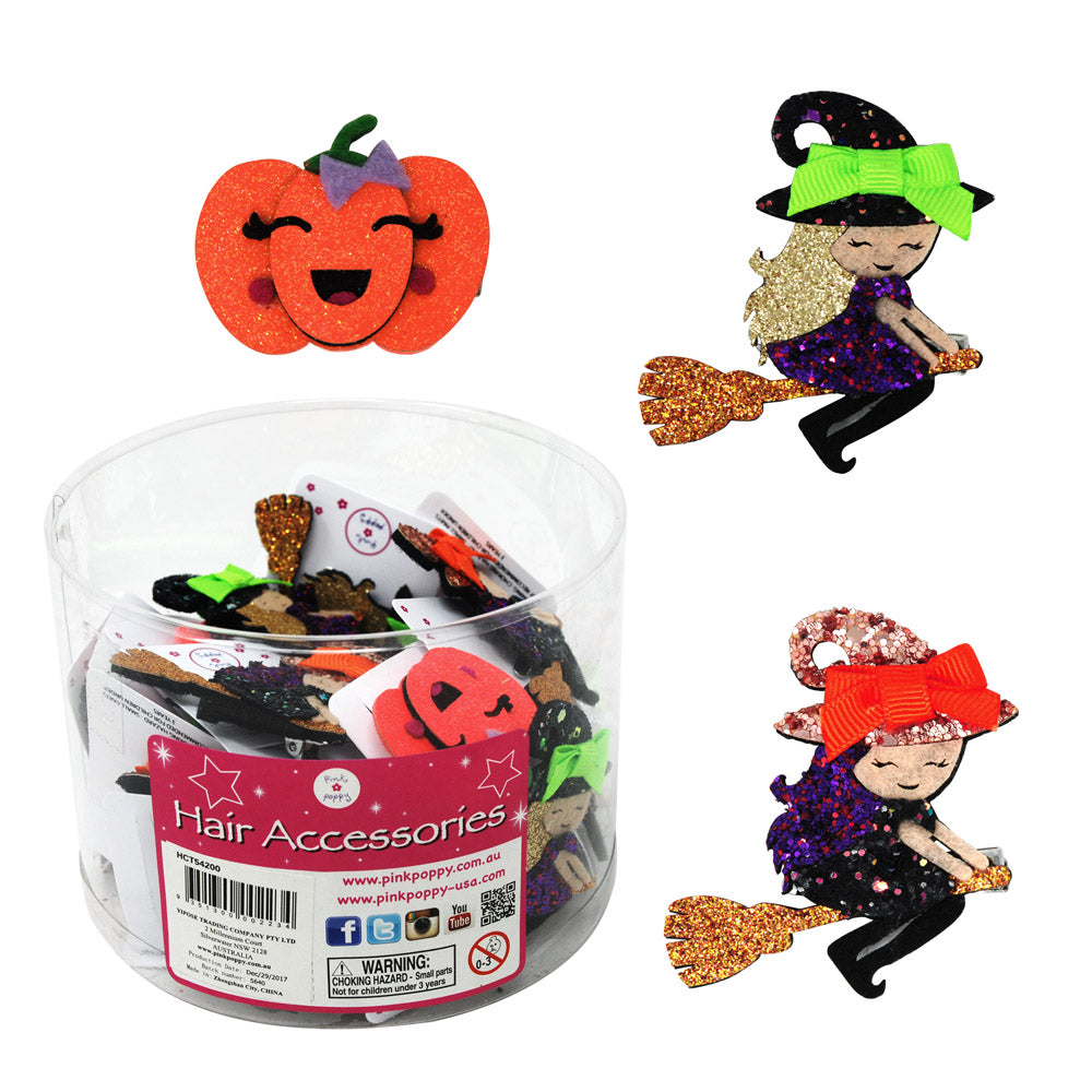 Pink Poppy Halloween Spooky Sparkle Hairclips