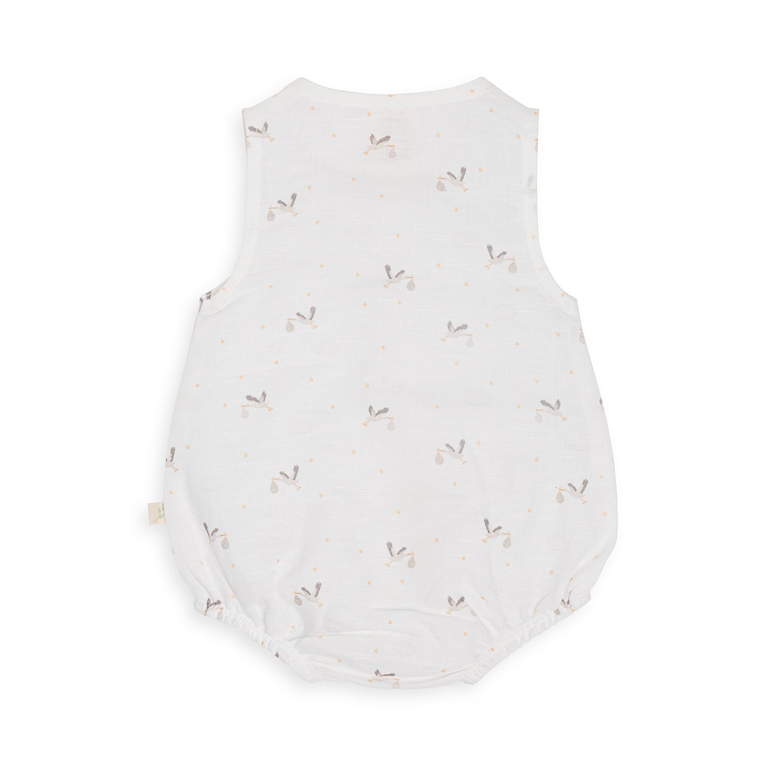Tiny Twig bubble romper stork in neutral