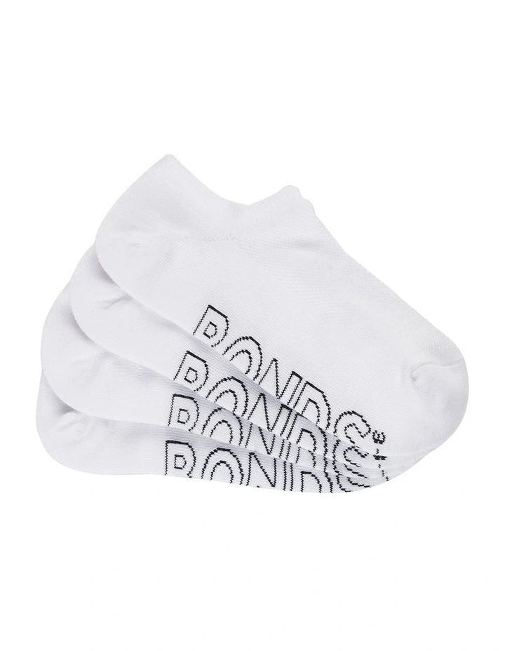 Bonds Womens Logo Light No Show Socks 4 Pack - White