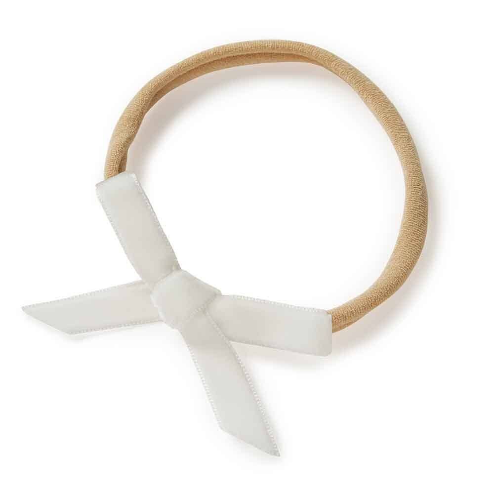 Snuggle Honey White Velvet Bow