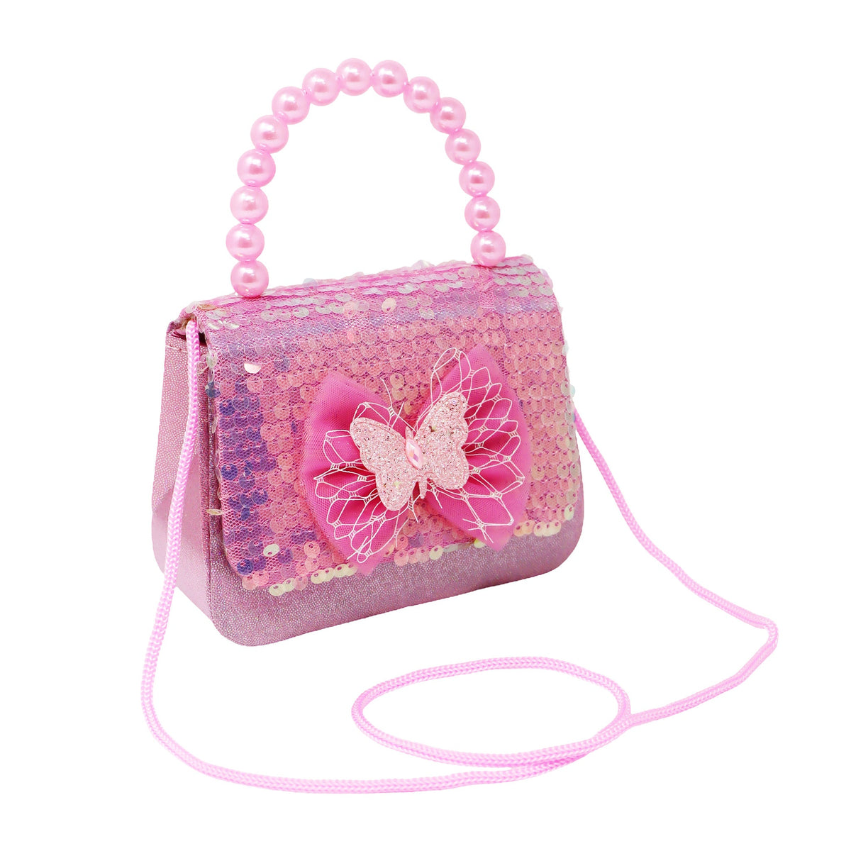 Pink Poppy Butterfly Motif Handbag