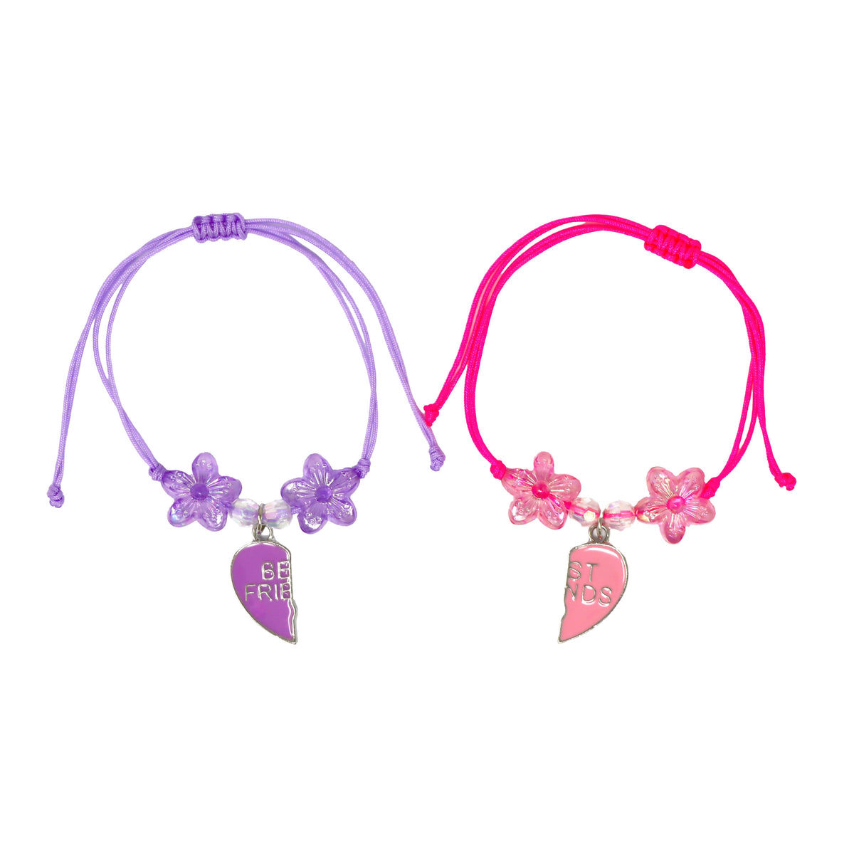 Pink Poppy BFF Joining Heart Cord Bracelet Set
