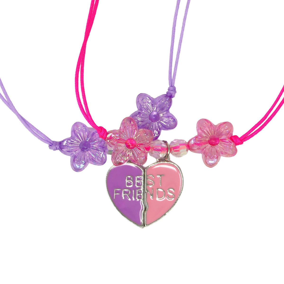 Pink Poppy BFF Joining Heart Cord Bracelet Set