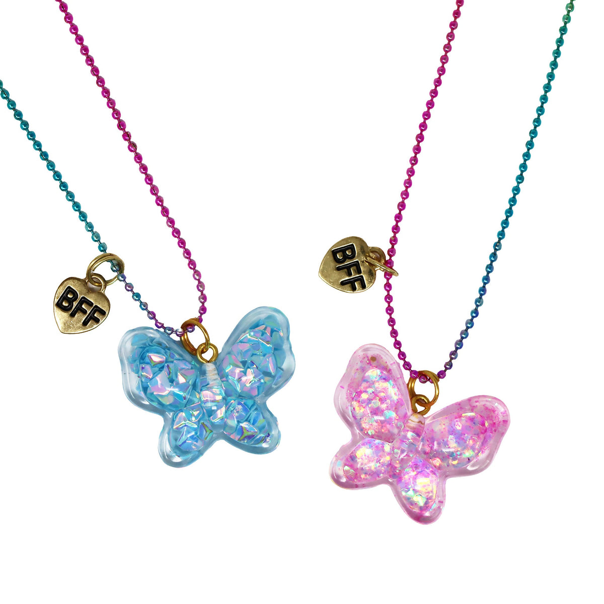 Pink Poppy BFF twinkle butterfly necklace set