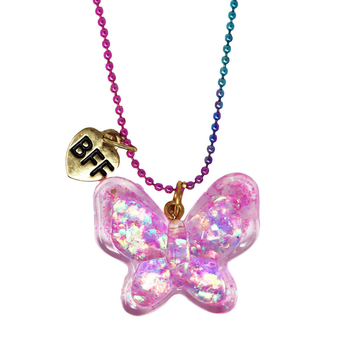 Pink Poppy BFF twinkle butterfly necklace set
