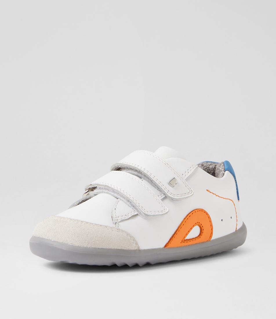 Bobux Su Blaze Infant White Azure Leather Suede Sneakers