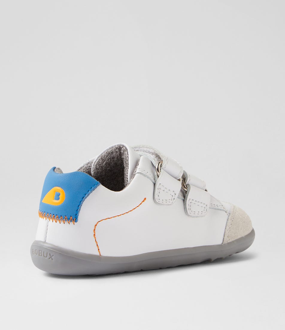 Bobux Su Blaze Infant White Azure Leather Suede Sneakers
