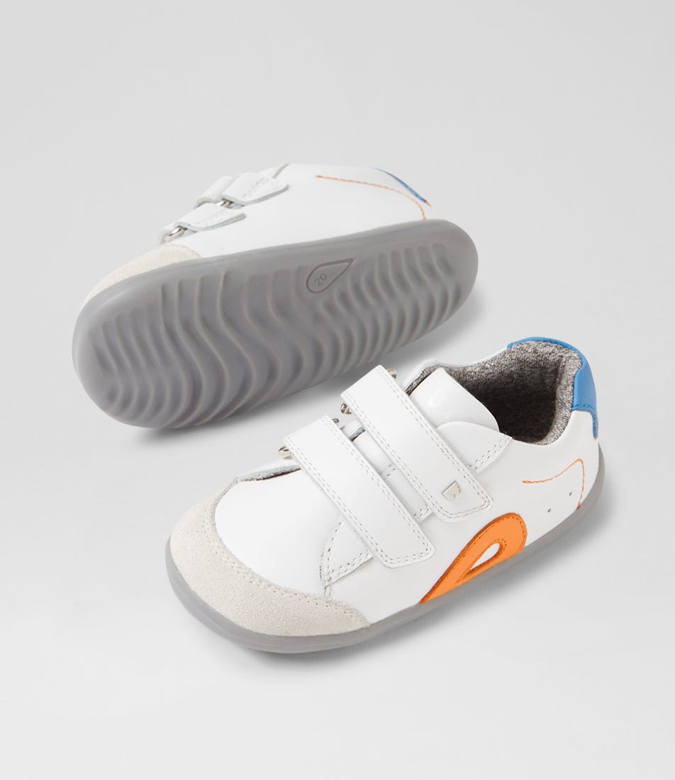 Bobux Su Blaze Infant White Azure Leather Suede Sneakers