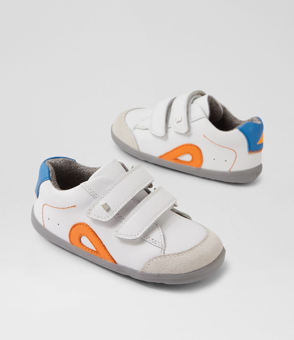Bobux Su Blaze Infant White Azure Leather Suede Sneakers