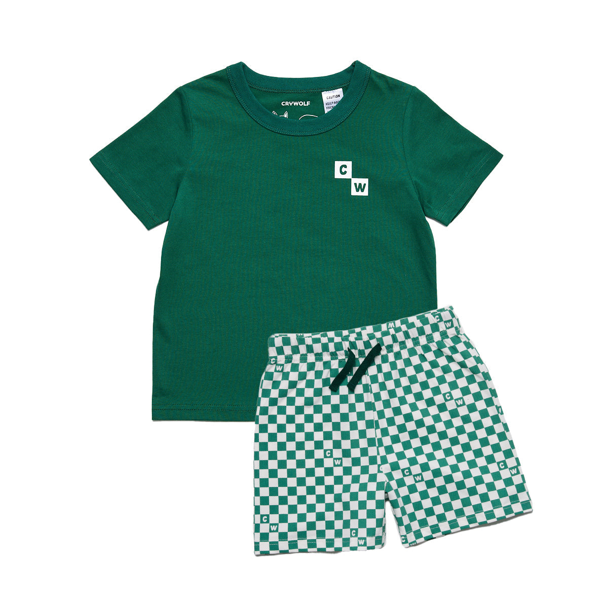 Crywolf Short Sleeve Sleep Set - Sea Green Check