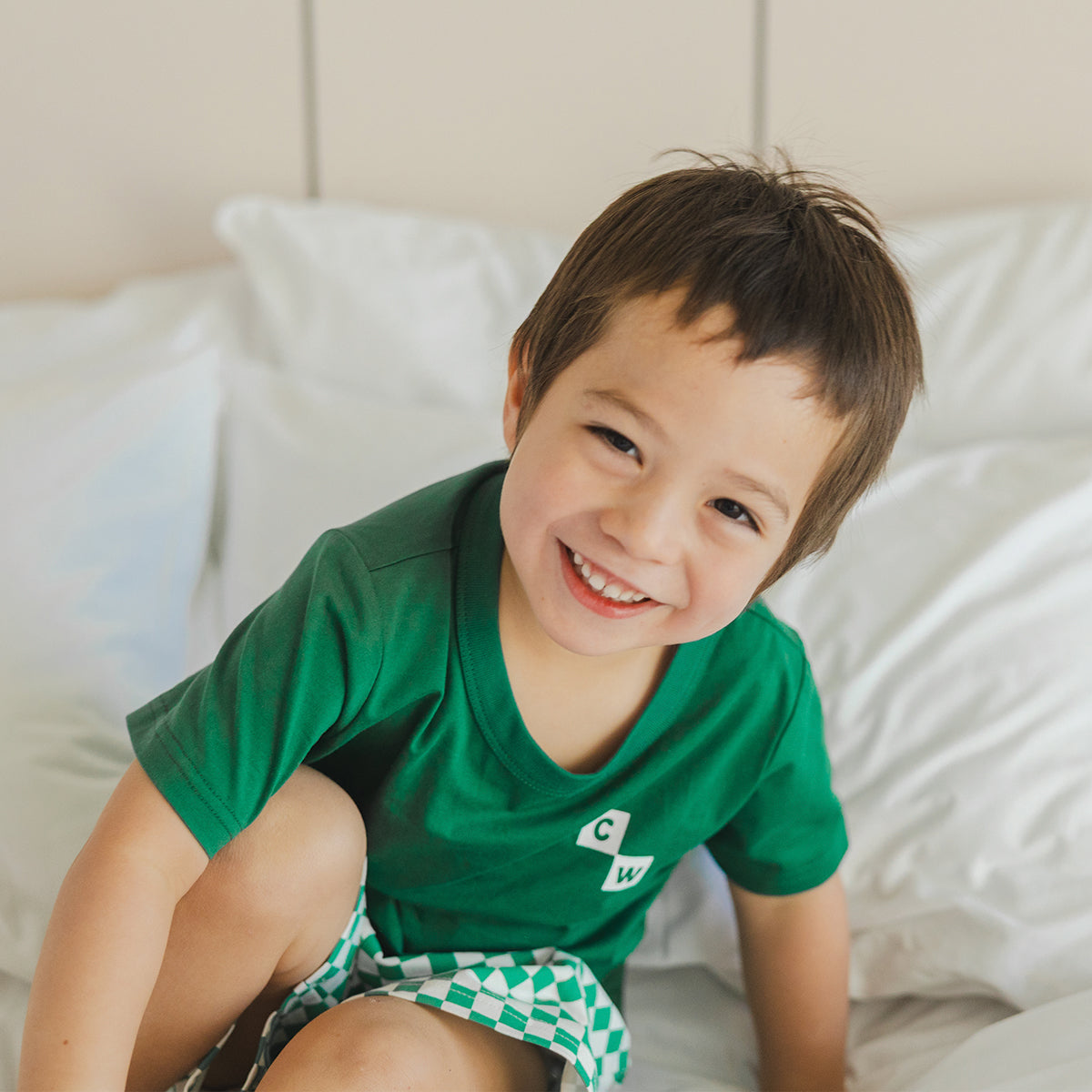 Crywolf Short Sleeve Sleep Set - Sea Green Check
