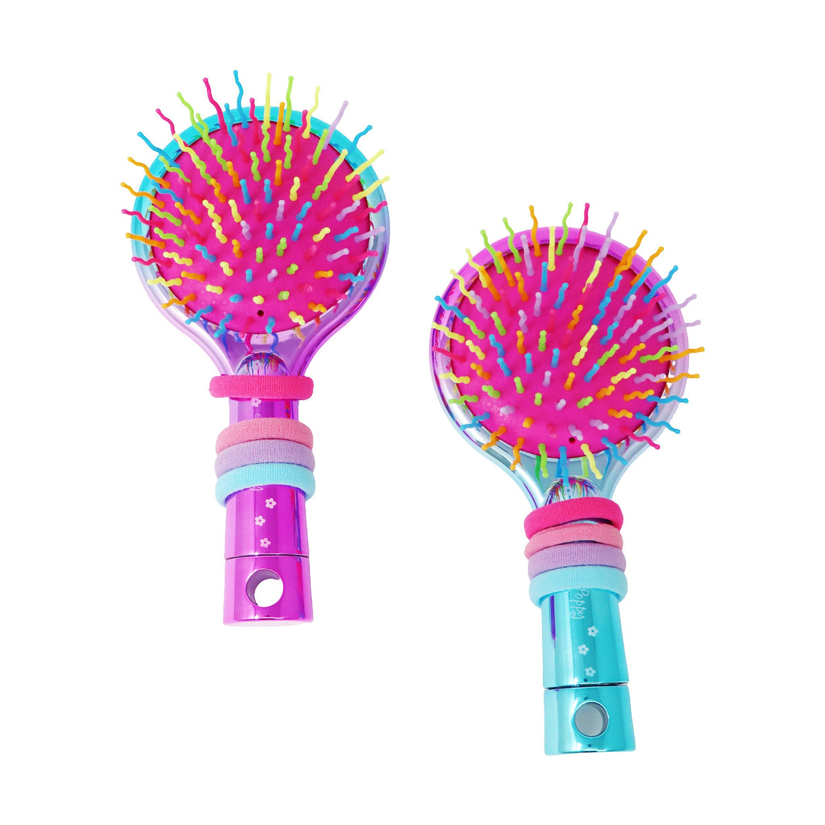 Pink poppy Hairbrush and Mirror with hair ties