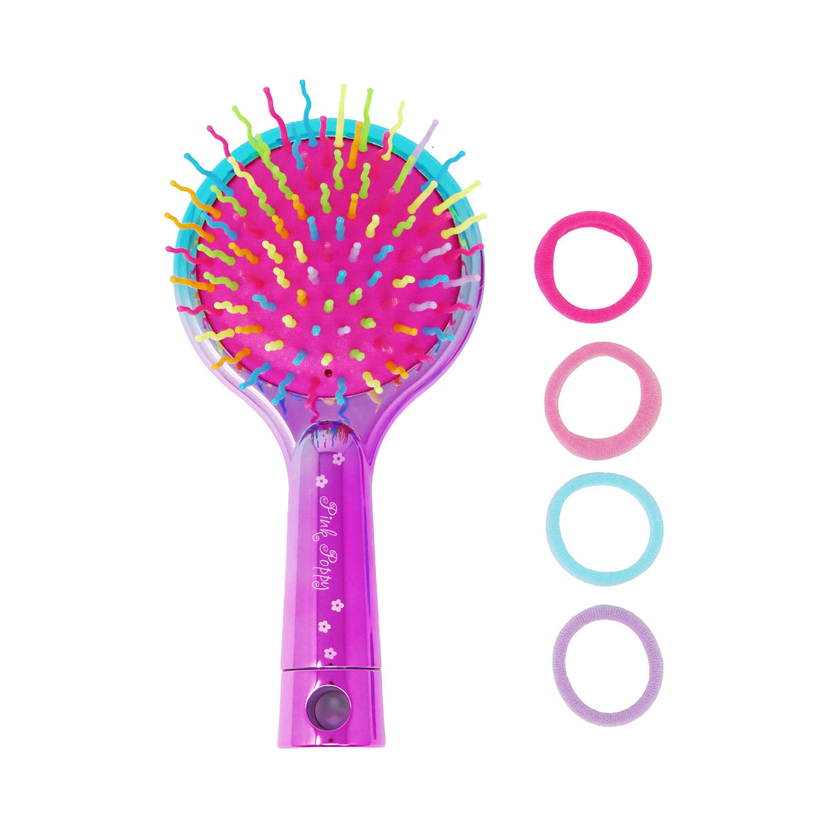 Pink poppy Hairbrush and Mirror with hair ties
