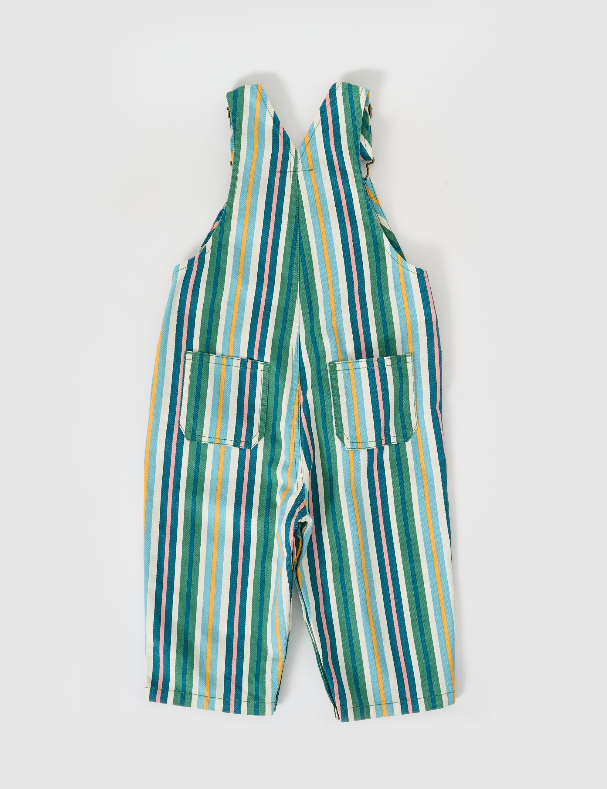 Goldie & Ace Austin Evergreen Stripe Denim Overalls in Evergreen Stripe