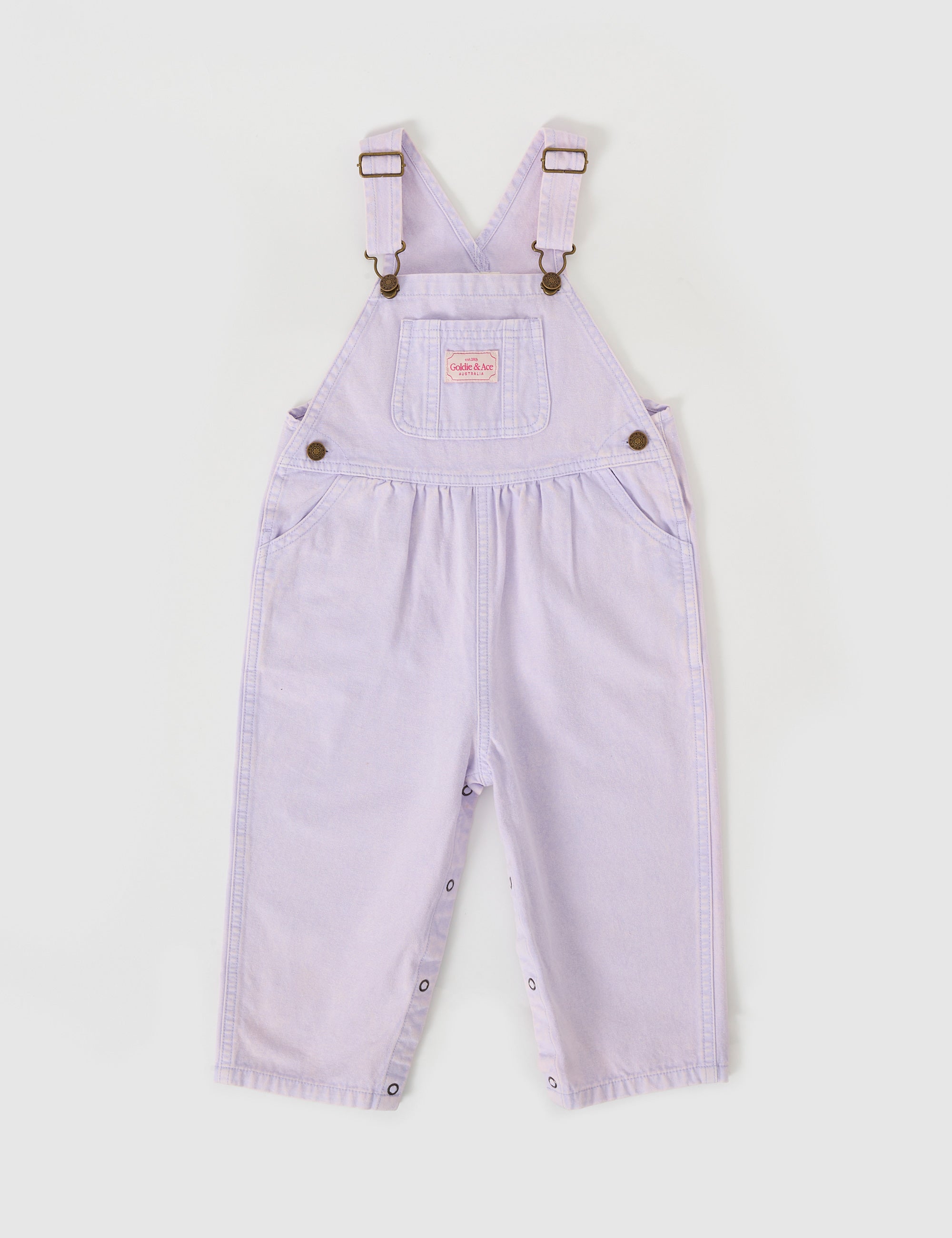 Goldie & Ace Austin Vintage Washed Denim Overalls in Mauve