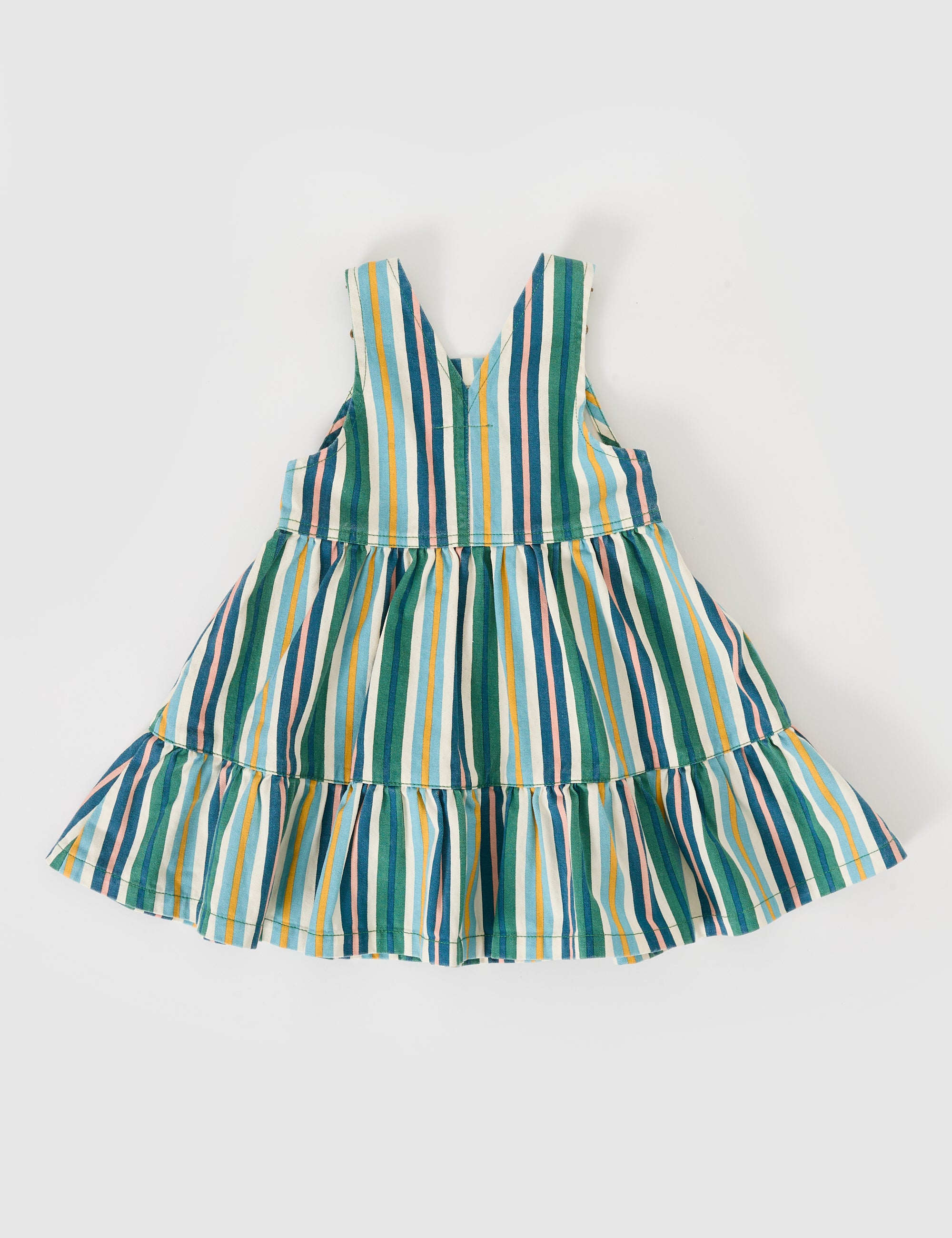 Goldie & Ace Tully Tiered Pinafore Dress Stripe Evergreen Stripe