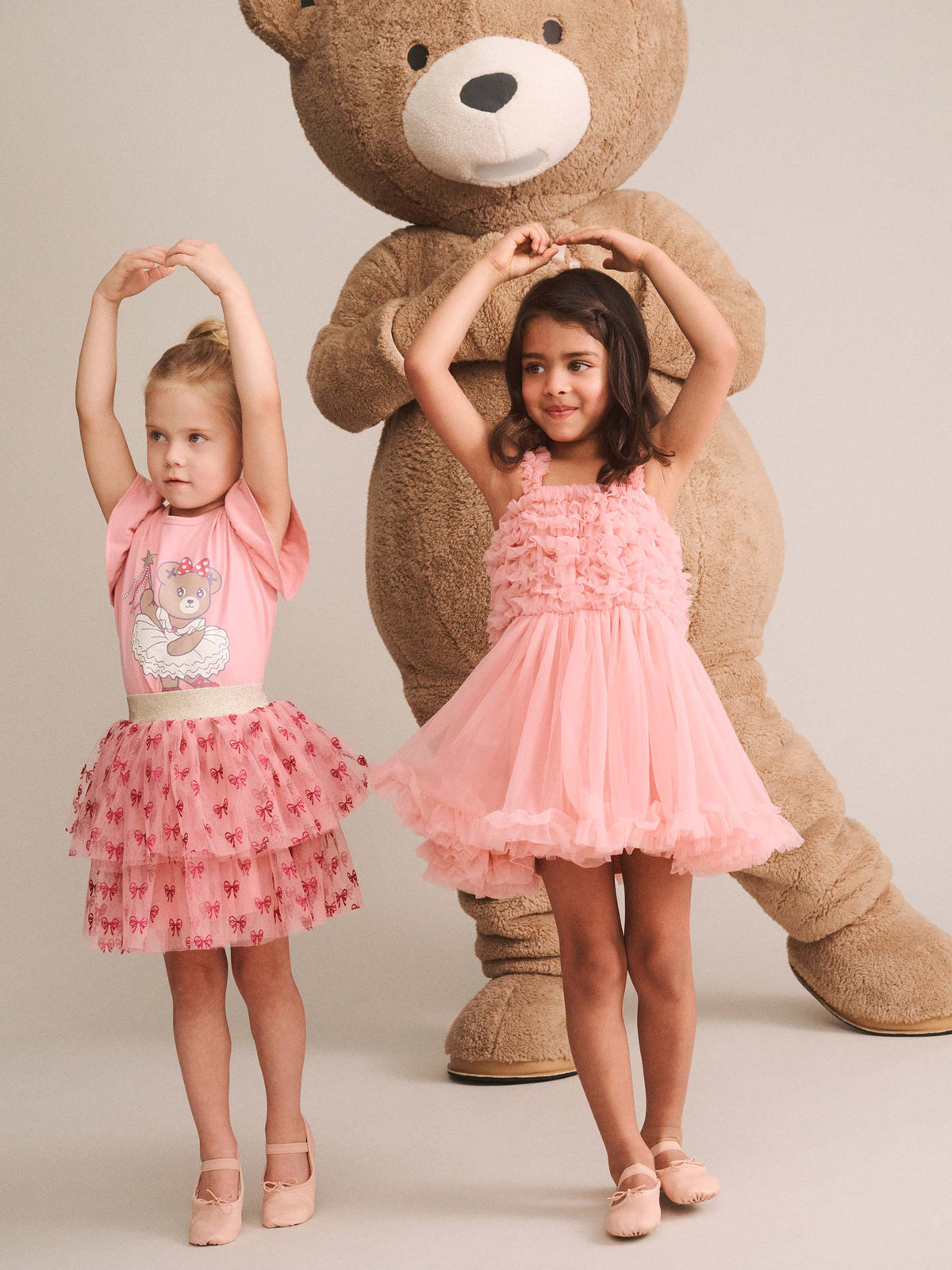 Huxbaby Glitter Bow Tiered Skirt - Vintage Pink