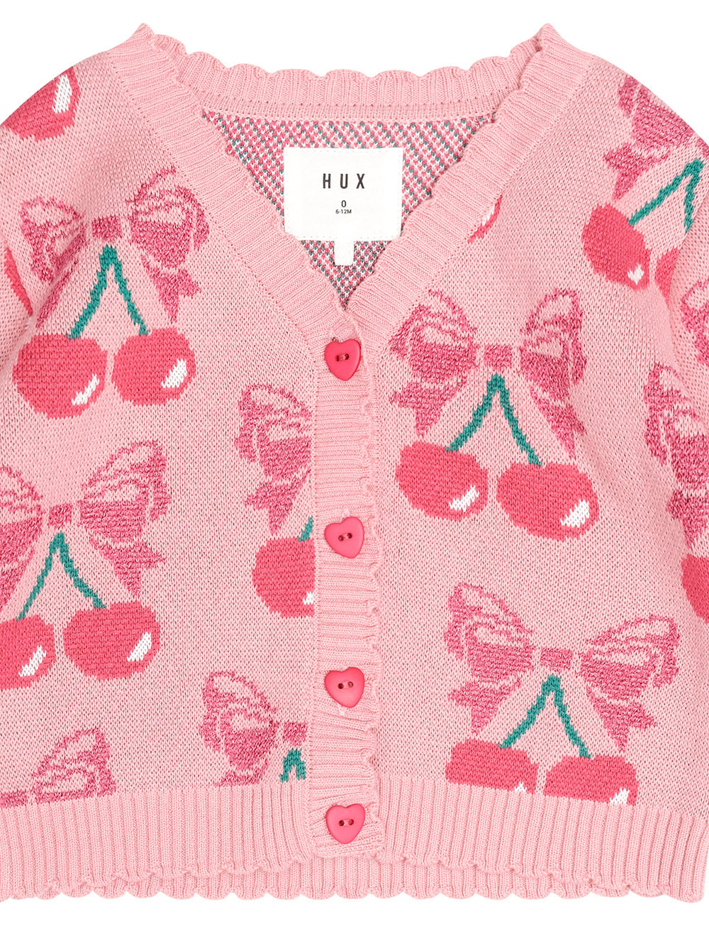 Huxbaby Cherry Bow Cardi - Vintage Pink