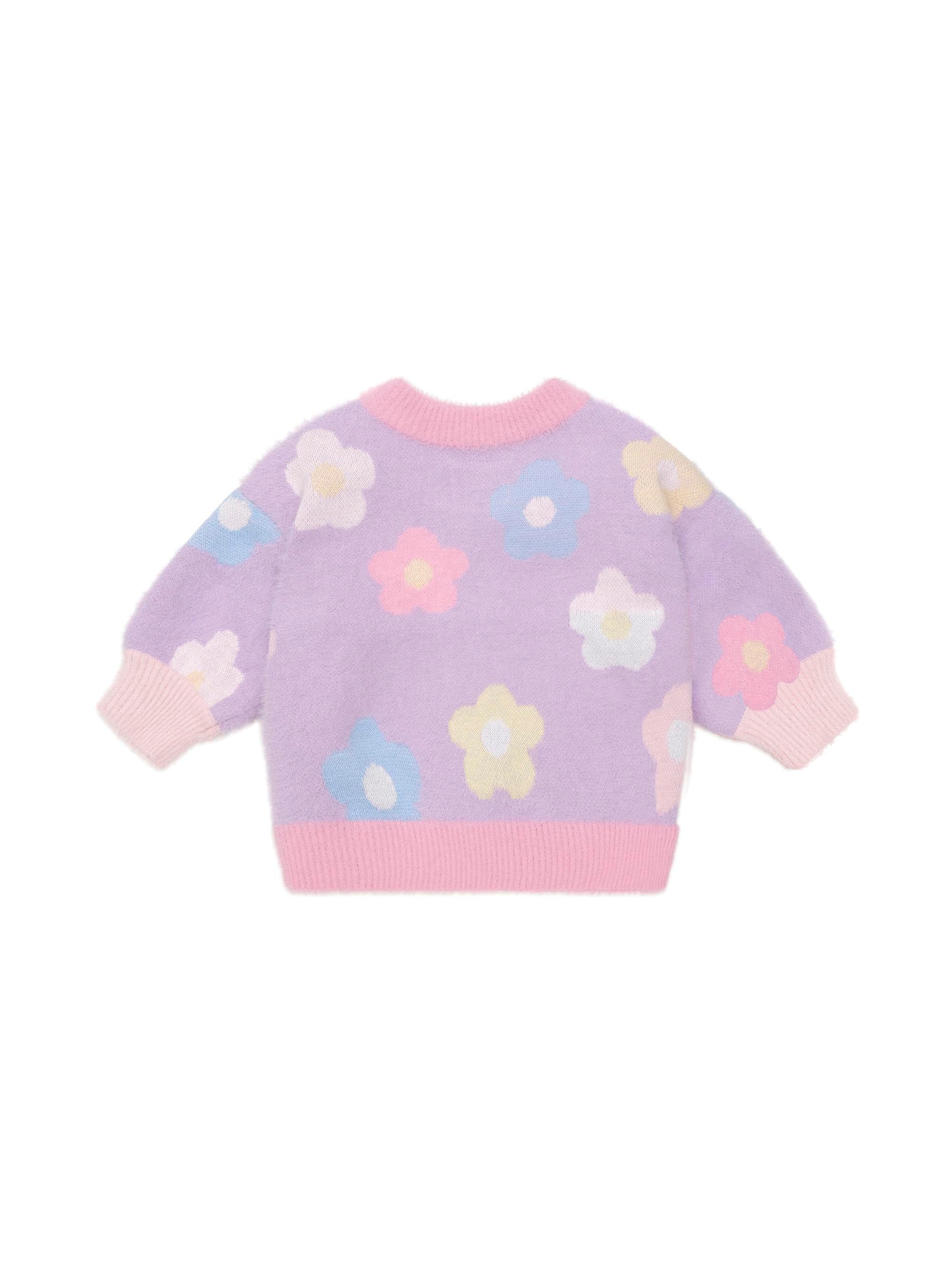 Huxbaby rainbow daisy jumper in multicolour
