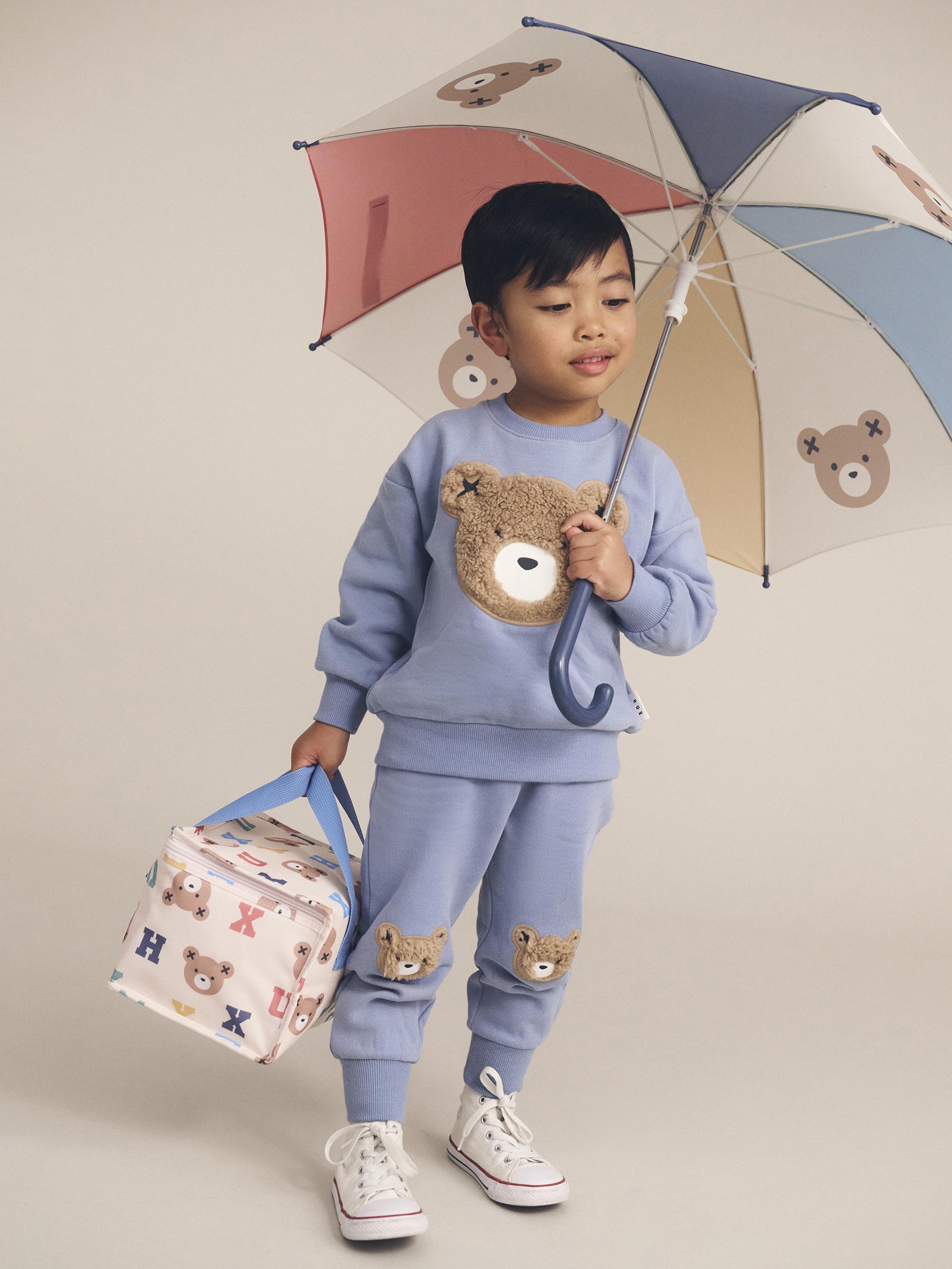 Huxbaby Stone Blue Furry Huxbear track pant in blue