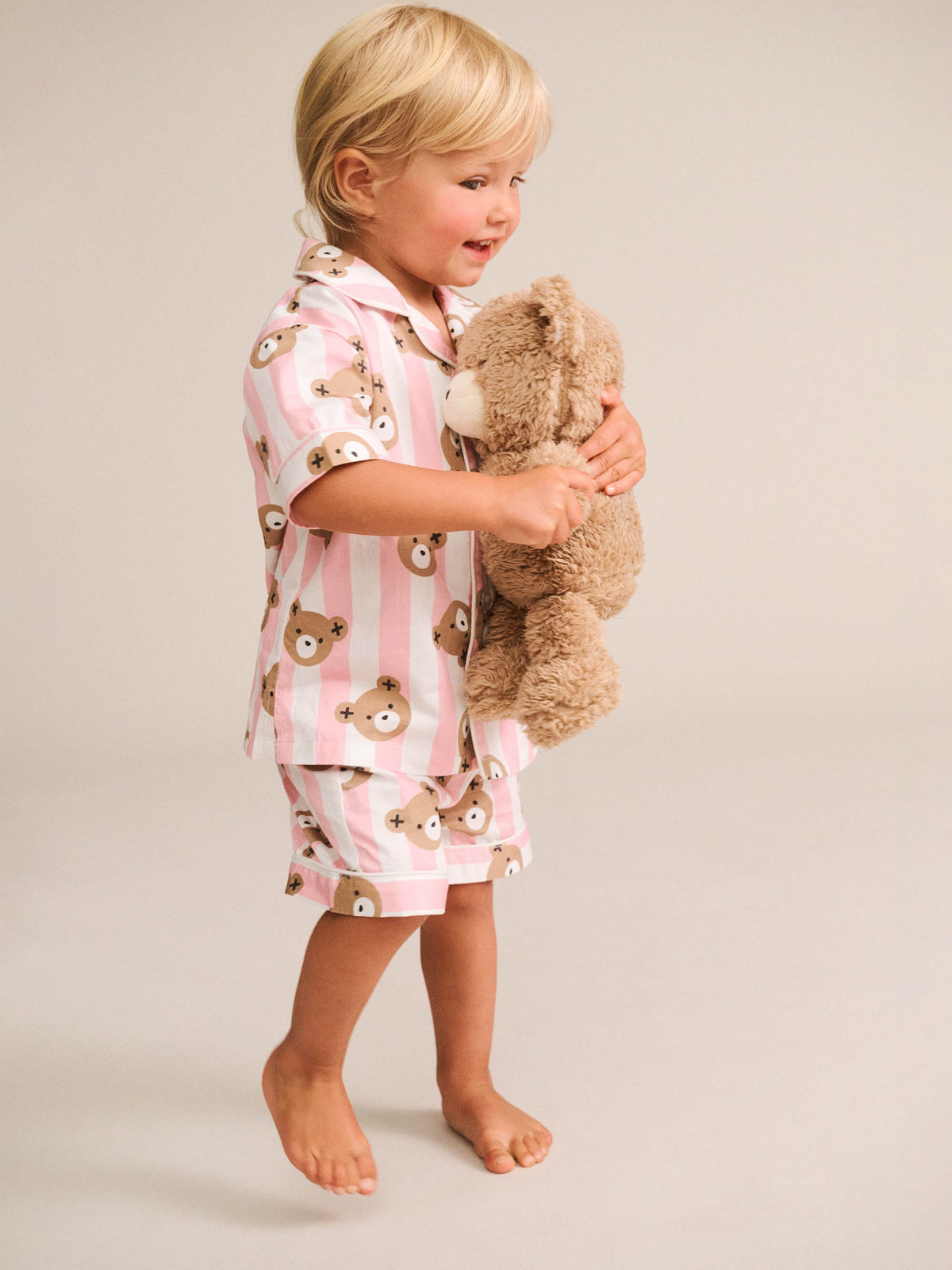 Huxbaby Huxbear Stripe PJs - Strawberry Creme/Almond Milk