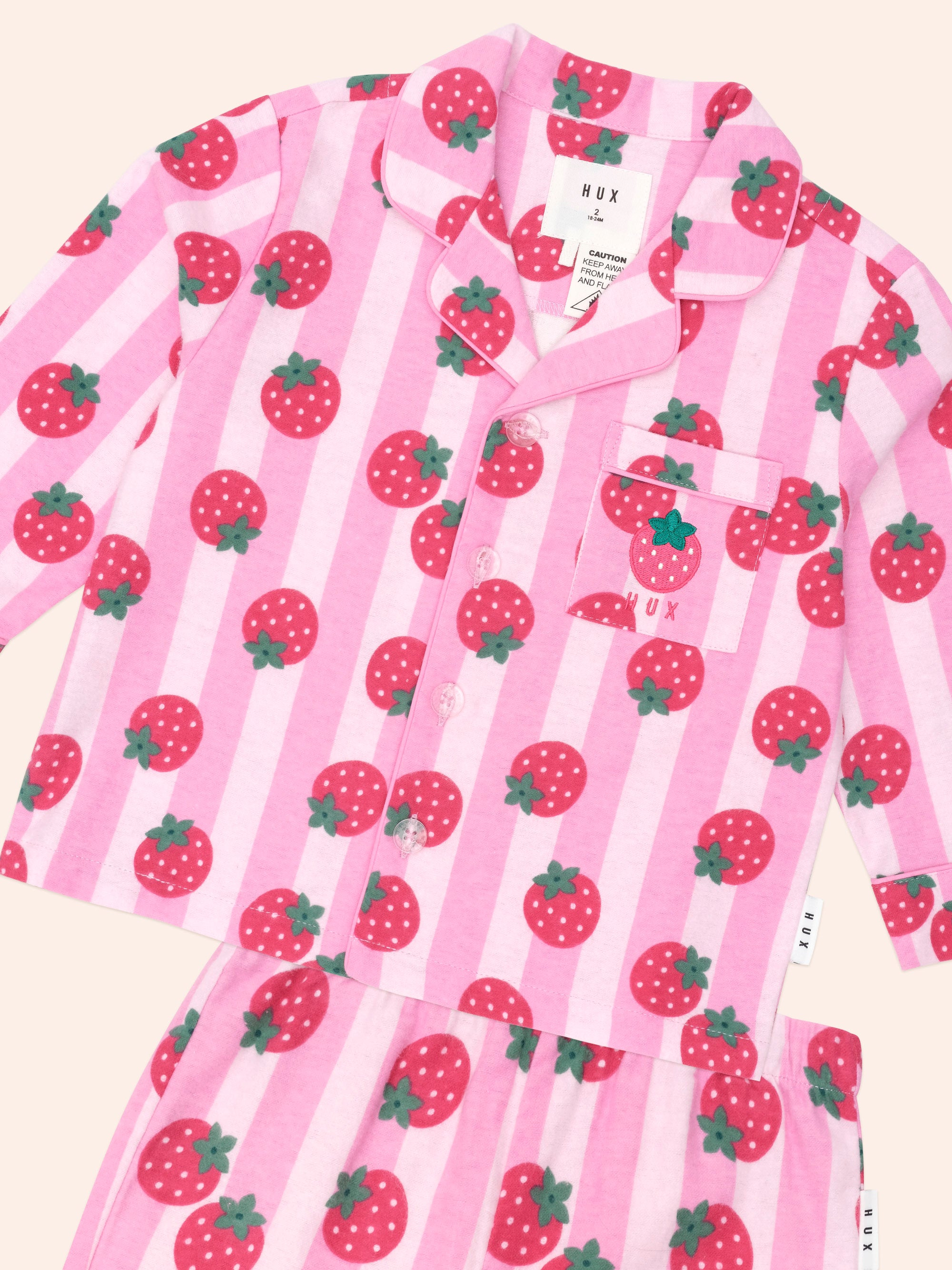 Huxbaby strawberry fields forever stripe flannel pjs