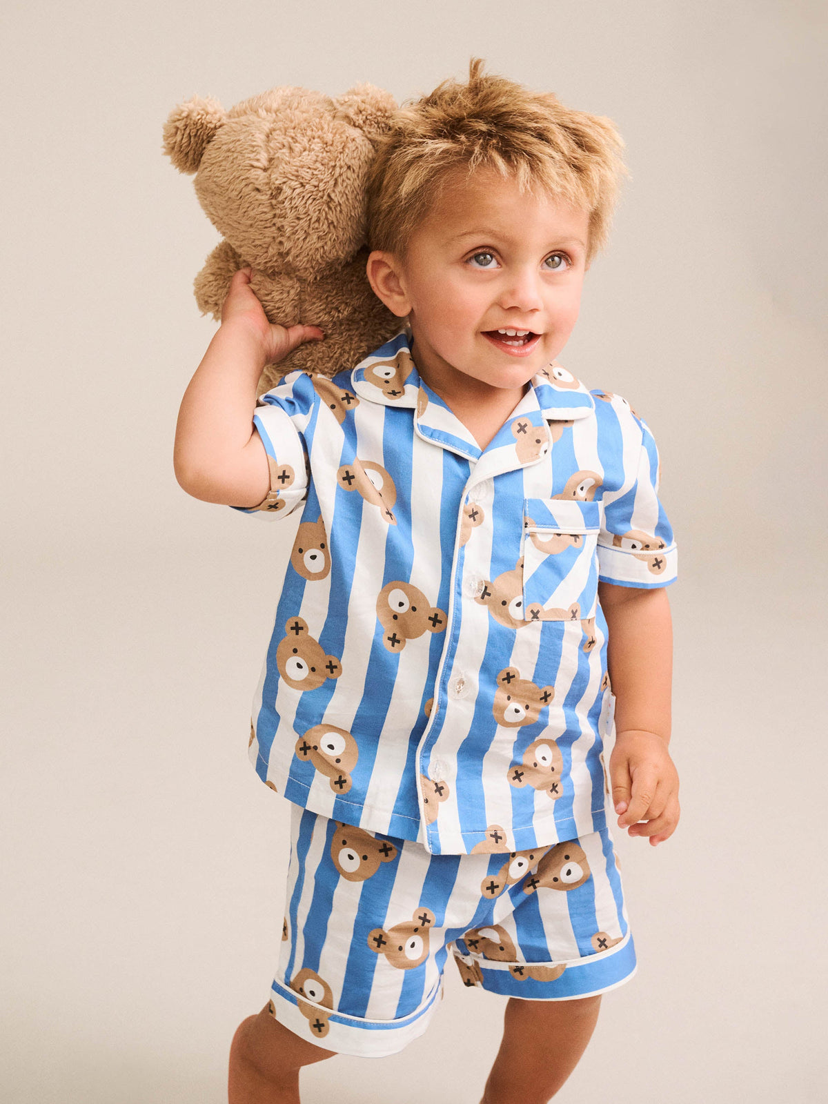 Huxbaby Nautical Huxbear Stripe PJs - Nautical/Almond Milk