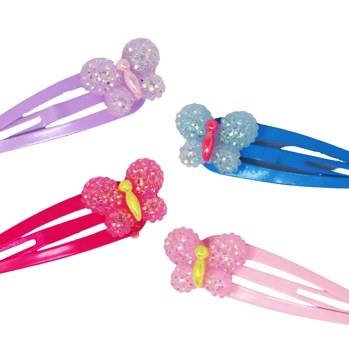 Pink Poppy Sparkle Butterfly Hair Clips