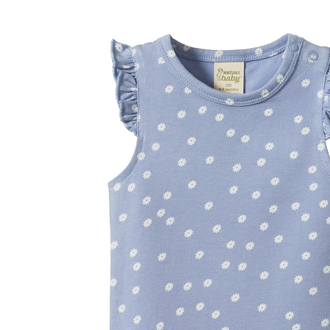 Nature Baby Fleur Bodysuit Petite Chamomile Dusky Print in Blue Multi