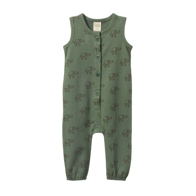 Nature Baby August Suit Elephant Sprout Print in green