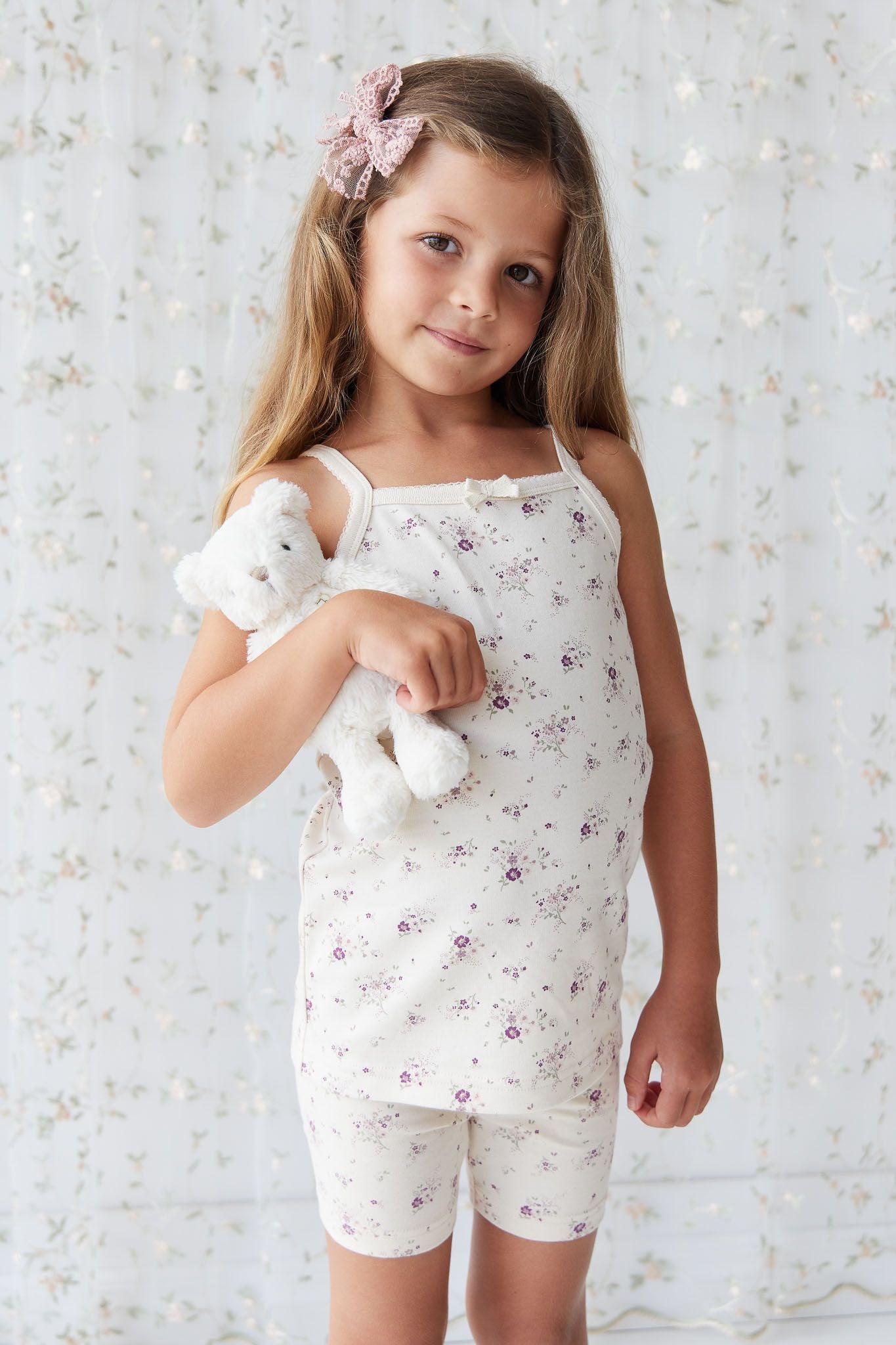 Jamie Kay Organic Cotton Singlet Sweet William Floral Natural in cream
