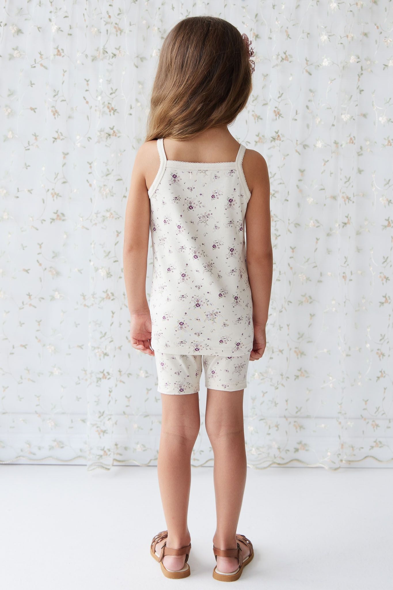 Jamie Kay Organic Cotton Singlet Sweet William Floral Natural in cream