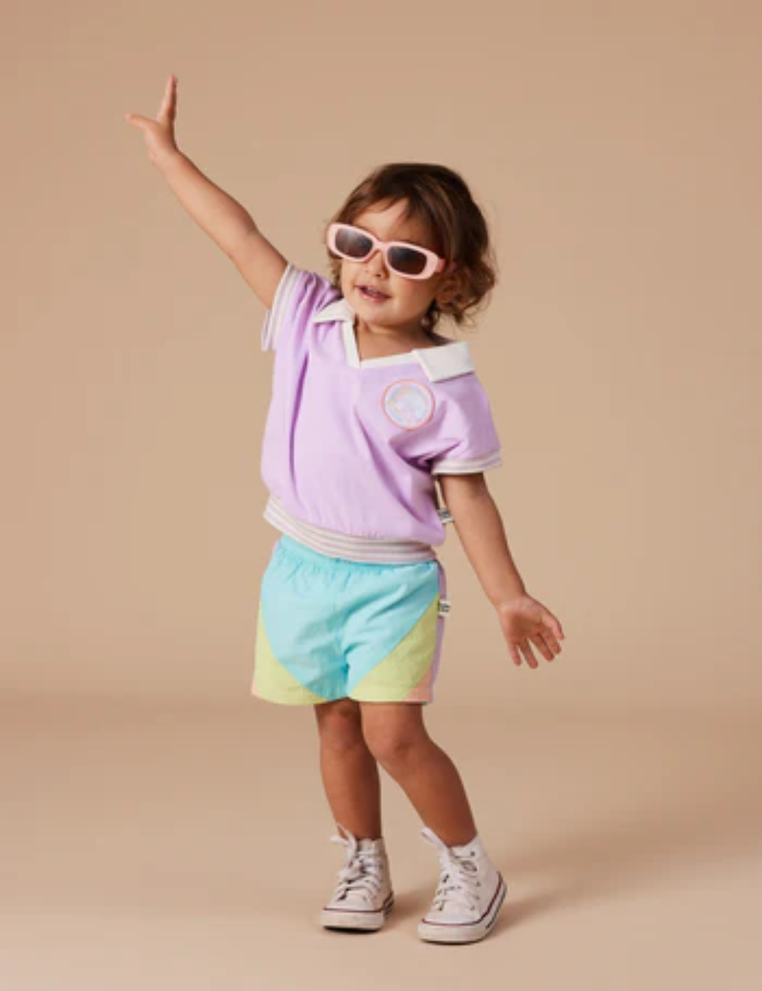 Goldie & Ace Beach Club Collared Relaxed Tee Lilac in Purple