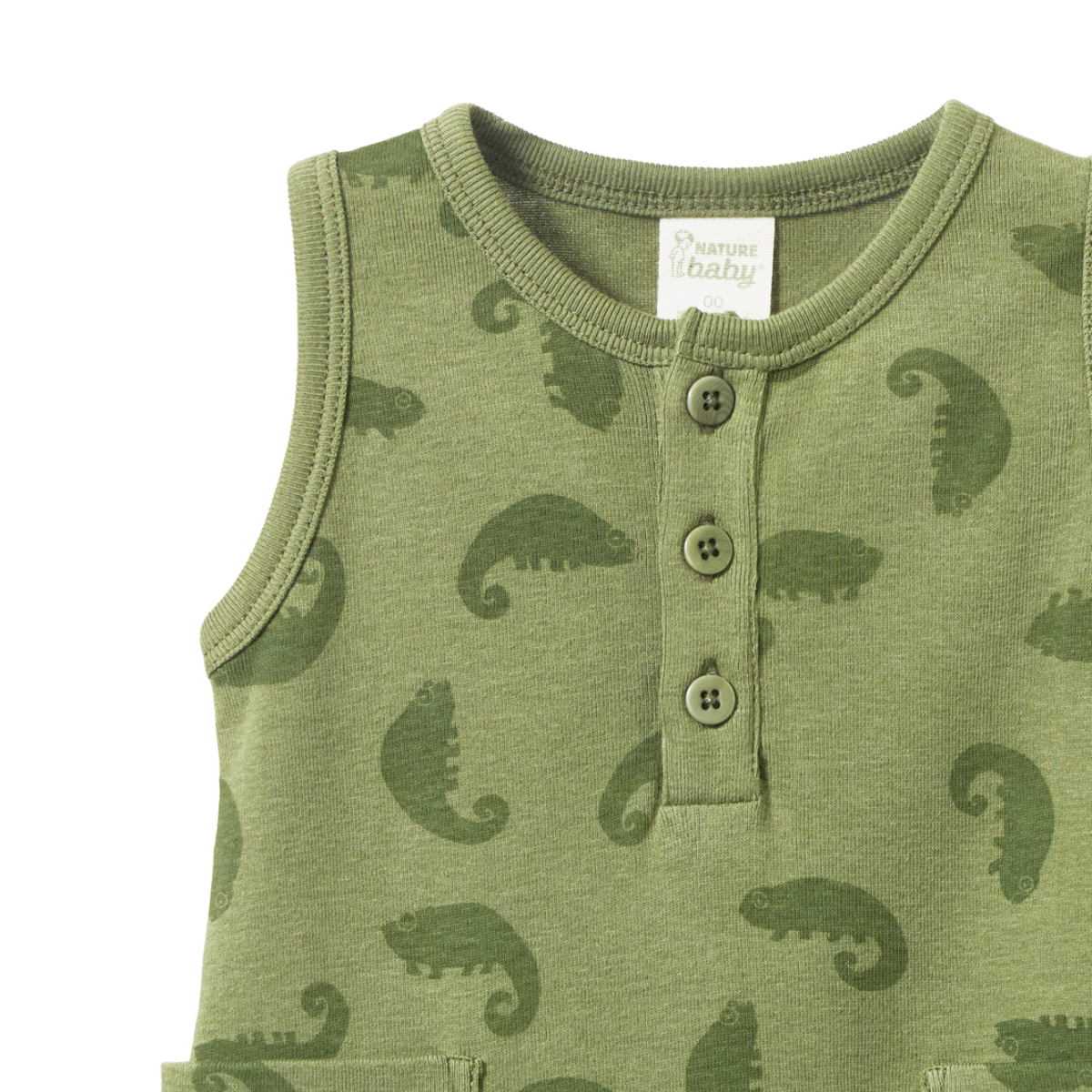 Nature Baby Chameleon Print Camper Suit in Green