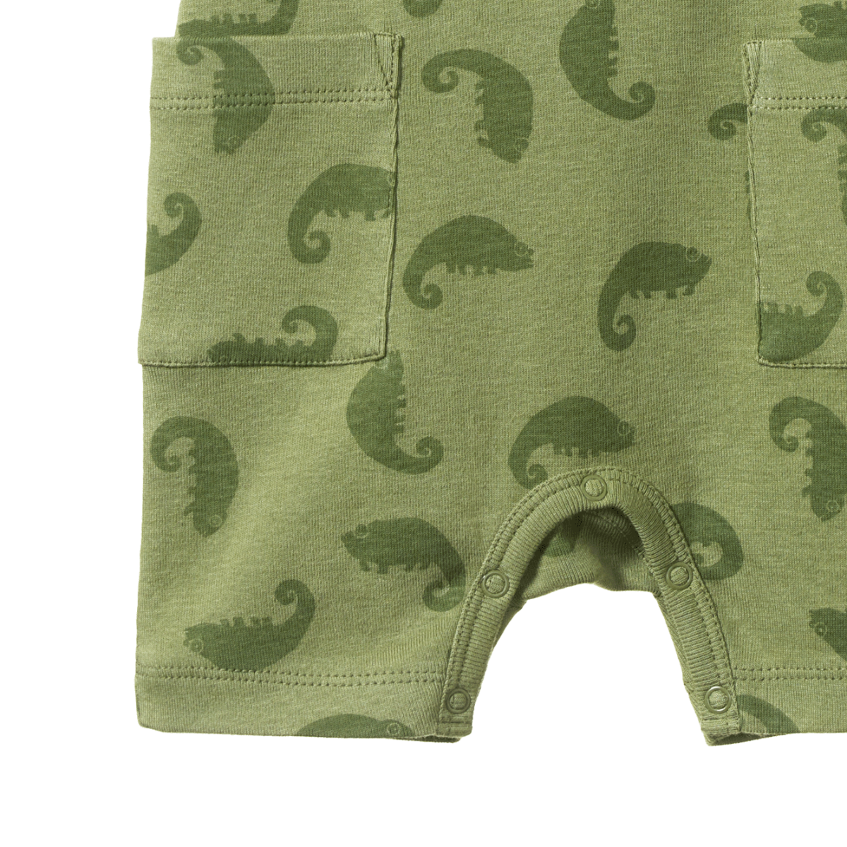 Nature Baby Chameleon Print Camper Suit in Green