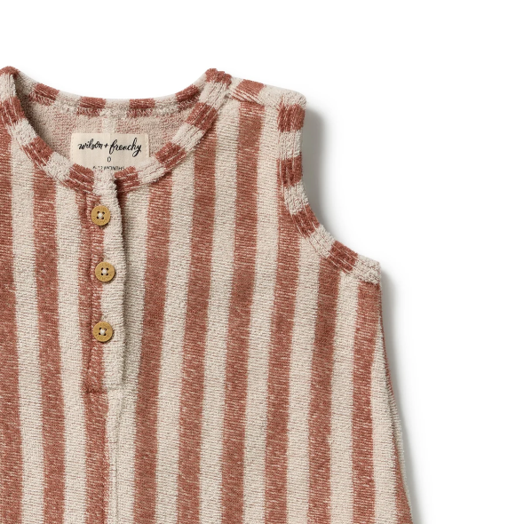 Wilson & Frenchy Cherry Cola Stripe Organic Terry Growsuit