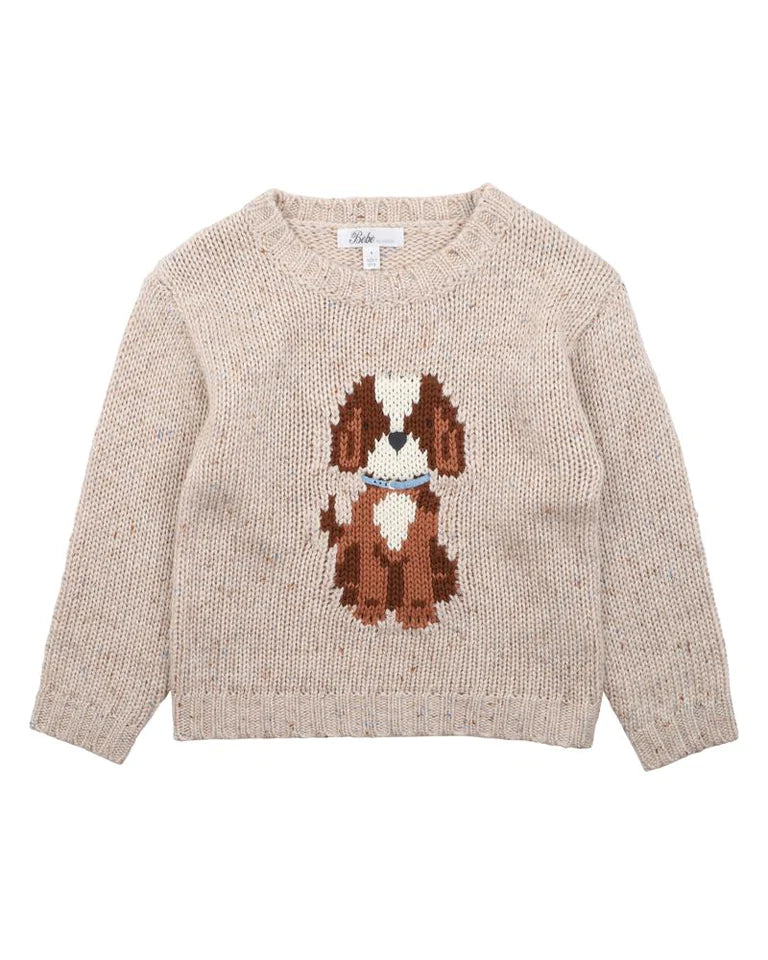 Bebe Austin speckle dog jumper in brown