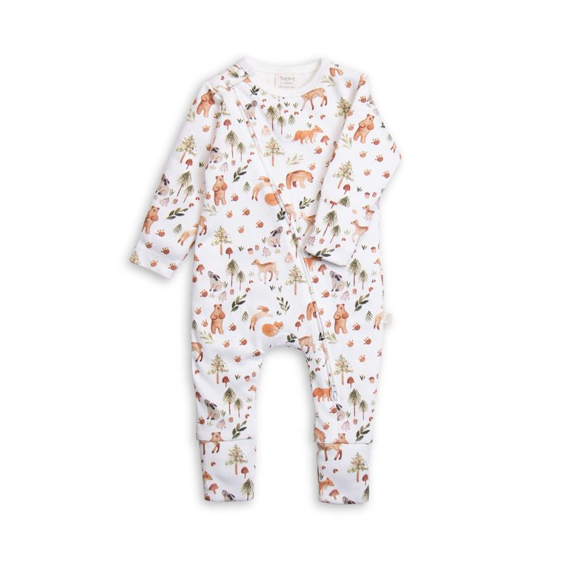 Tiny Twig long sleeve zipsuit - Woodland
