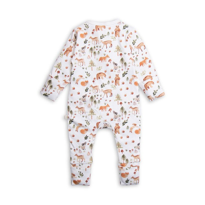 Tiny Twig long sleeve zipsuit - Woodland