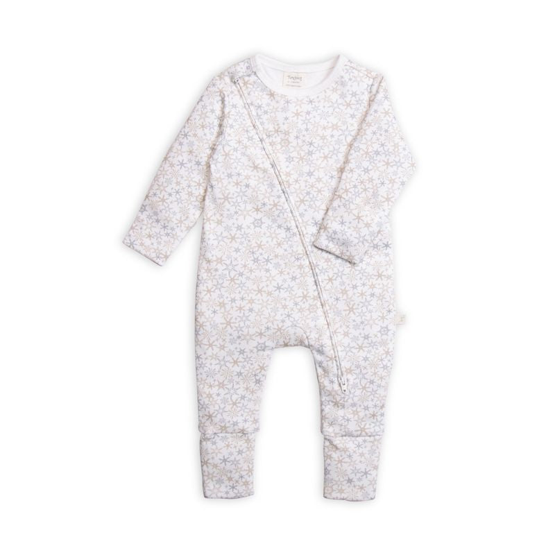 Tiny Twig long sleeve zipsuit - Snow Flakes