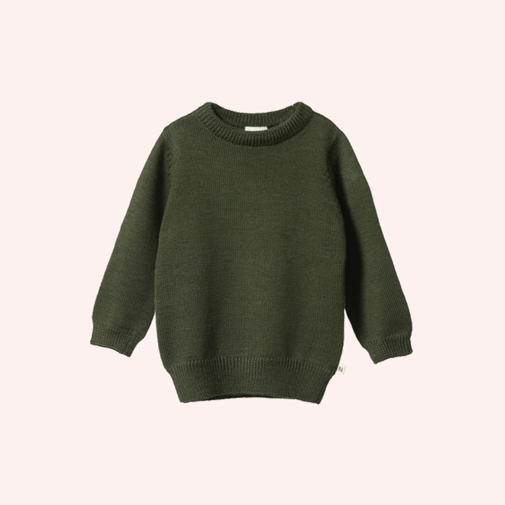 Nature Baby Merino Knit Pullover Thyme in Green