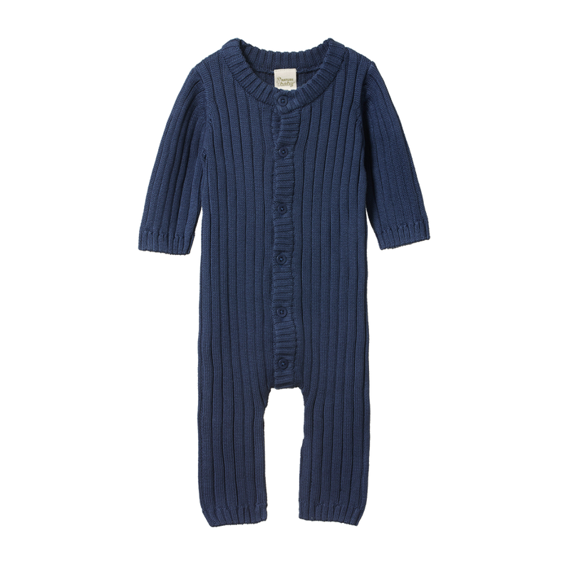 Nature Baby Lou suit cotton knit in vintage indigo