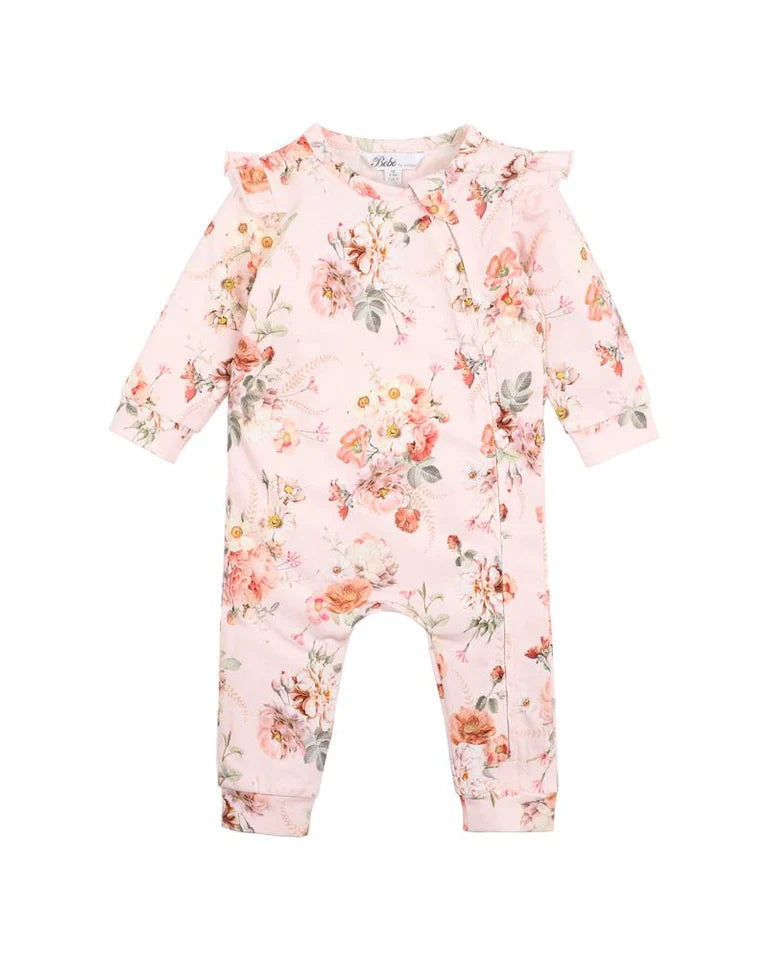 Bebe dotti print LS zip romper in multicolour