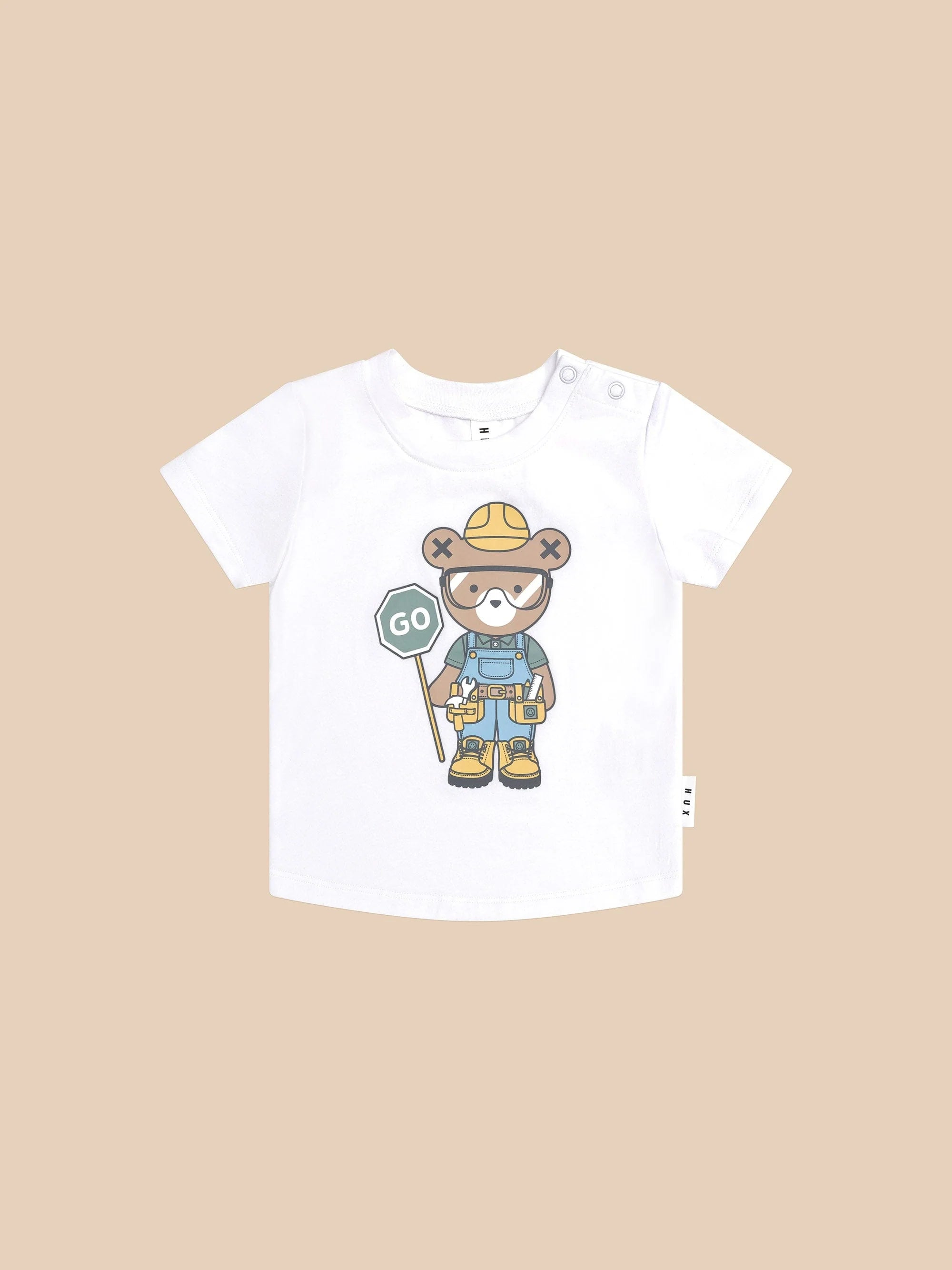 Huxbaby Construction Dino T-Shirt in White