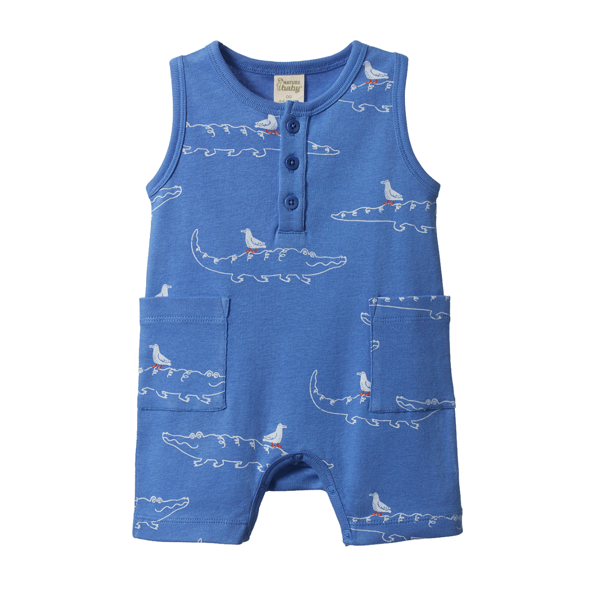 Nature Baby Camper Suit Curious Crocodile Reef Print in Multi