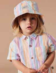 Goldie & Ace Holiday Linen Shirt Pastel Stripe in Multi