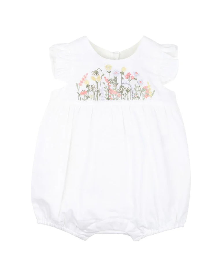 Bebe Florence Hand Embroidered Romper in White